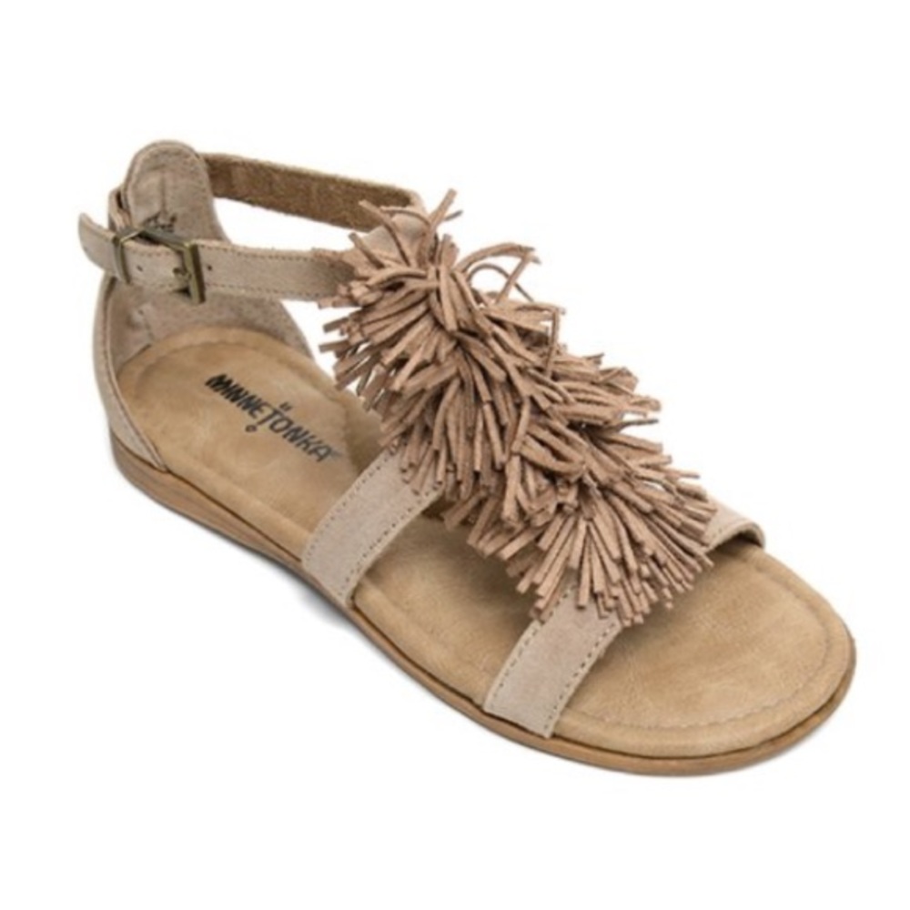 Minnetonka Leather Pom Pom Sandals - Picture 1 of 7